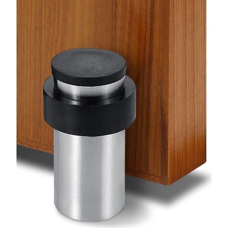 Butée de porte, 65 mm, en acier inoxydable, avec double tampon en caoutchouc, pour portes intérieures/extérieures, noir, 1 pièce (1/5)