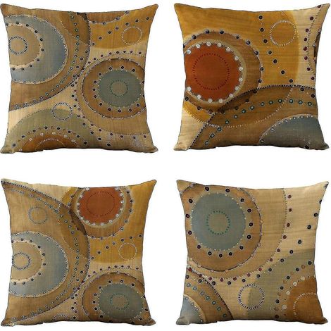 Filiyano-Ensemble de 4 housses de coussin décoratives géométriques vintage, 45 x 45 cm, pour salon, canapé et lit (1/5)