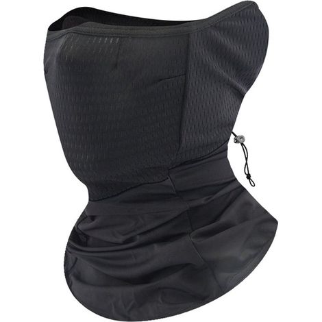 1 cappellino protettivo dal sole, maschera per il viso in seta ghiaccio, sciarpa antivento per esterni, maschera per il collo, ideale per viaggi all'aperto (nero) (1/5)