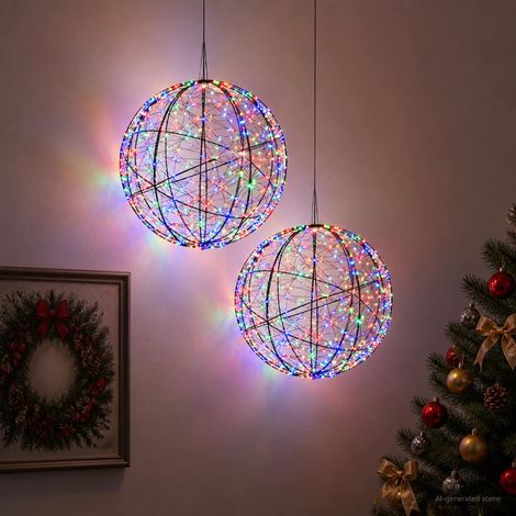 vidaXL Lumière de finial de Noël 2 pc 1900 LED Multicolore (1/5)
