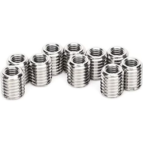 Sjlerst – Lot de 10 écrous d'insertion M6/M10 en acier inoxydable 303 – Filetage femelle M6 x 1.0 – Filetage mâle M10 x 1.5 – Longueur 12 mm - M10x1 (1/5)