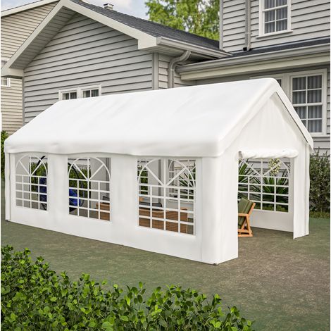 Zeltgarage 3x6 m mit 2 Rolltoren Stahlgestell Weiß OKMYHOME (1/5)