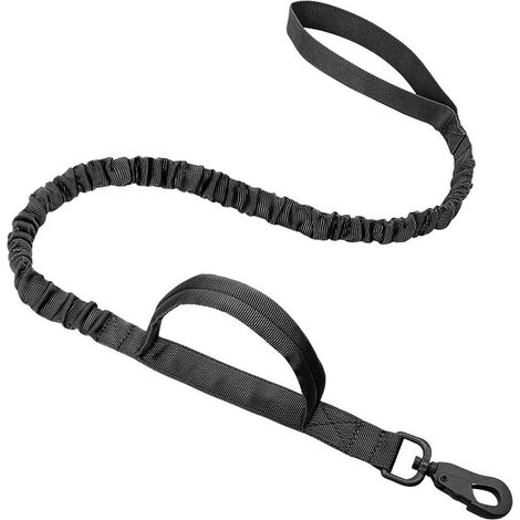 Laisse robuste pour chien avec système d'absorption des chocs, 2 poignées rembourrées, pour un dressage sûr et confortable. (1/5)