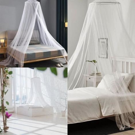Moustiquaire de Lit - - Dôme - Blanc - 60 x 250 x 1050 cm - Protection 360° (1/4)