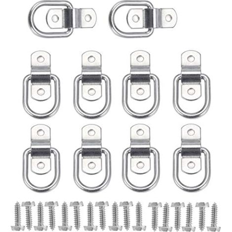10x Anneaux en D Forgés pour Amarrage, Ancrage de Charge pour Remorque Camion Bateau Voiture Kayak, avec 20 Vis de Fixation (1/5)