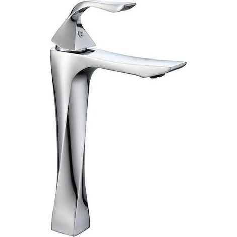 Chromfarbener Messing-Waschtischhahn für das Badezimmer, hoher/kurzer Mischer für Warm- und Kaltwasser, Einhebel/chrom hoch (1/3)