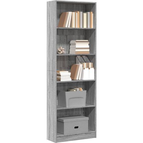 Bücherregal Grau Sonoma 60x24x176 cm Holzwerkstoff