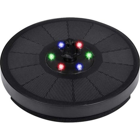 Fuente solar de 3 W, fuente para pájaros, bomba, panel de vidrio reforzado, fuente de agua solar con luces LED de colores para jardín, estanque pequeño y piscina.