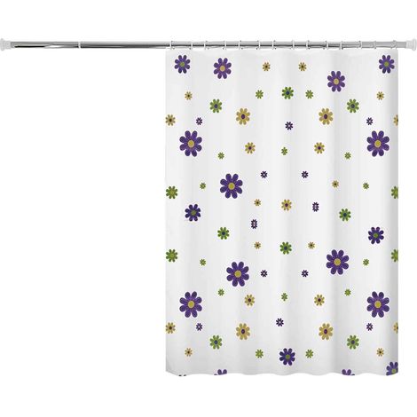 Rideau de douche 3D à motif floral en PEVA, 80 x 180 cm, imperméable et anti-moisissure, sans perforation, pour salle de bain ou toilettes. (1/5)