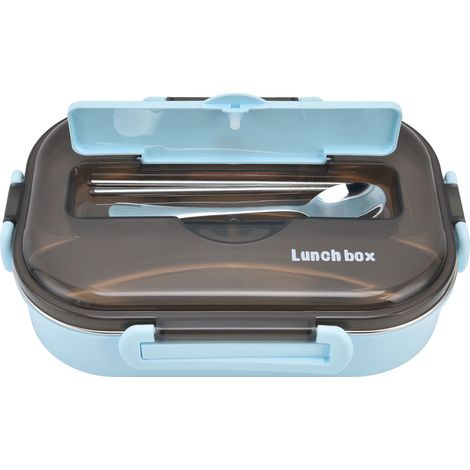 1,3-Liter-Lunchbox aus Edelstahl 304, unterteilte Lunchbox für Erwachsene und Kinder, leichter blauer Isolierbehälter mit kostenlosem Besteck. (1/5)