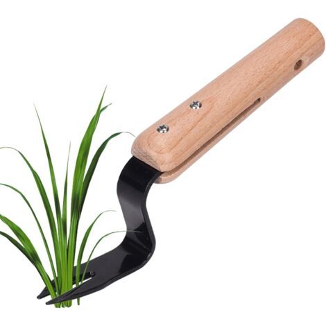 1 Pièces Désherbeur Manuel à Tête Fourchue, Désherbeur Manuel à Tête Fourchue, Extracteur Manuel, Outil D'extraction, Manche en Bois, Pelle pour Enlever Les Mauvaises Herbes (1/5)