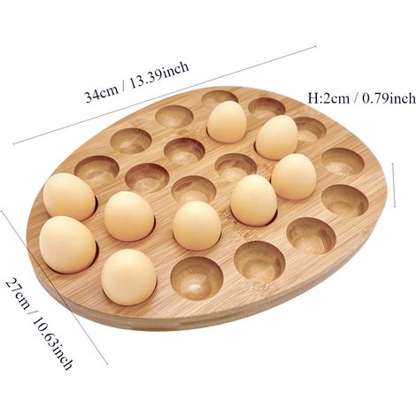 Egg storage tray, pallet, egg rack, fixed shelf, egg rack countertop, compact natural kitchen display refrigerator for chocolate, sushi, kitchen organization, suitable for busy parents' homes, bamboo (1/5)
