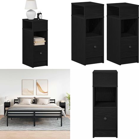 Nachttische 2 Stk. mit Schublade Schwarz 25x31x66 cm - Nachtkommode - Schubladen (1/5)