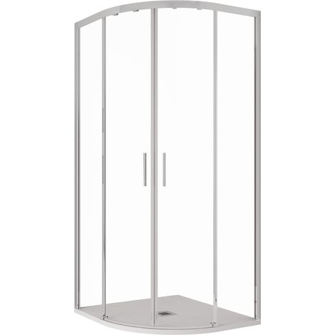 Box Doccia Semicircolare 2 Ante Scorrevoli in Cristallo Trasparente 6mm H195 Bonussi Lucy 80x80 cm (1/5)