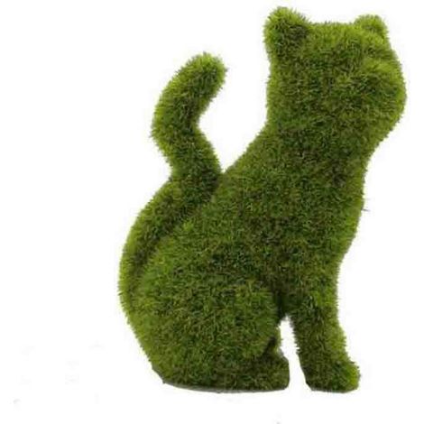 Kätzchen sitzt auf beflocktem, künstlichem grünem Gras, künstliche Dekoration für Tierfiguren, Gartenschmuck, Balkon, Zuhause, für Katze und Welpe.