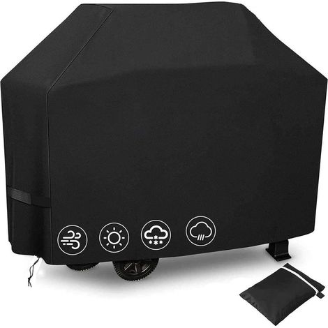 Housse de protection pour barbecue à gaz, coupe-vent, anti-UV, anti-eau, anti-humidité et anti-poussière, 145 x 61 x 117 cm, noire (1/5)