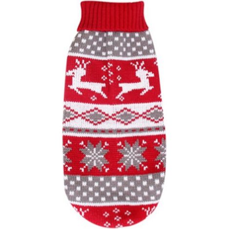 Pull Pour Chien - Tricot Épais - Motif Renne Festif - Pour Chiens Tailles S à M - 1 Pièce (1/4)