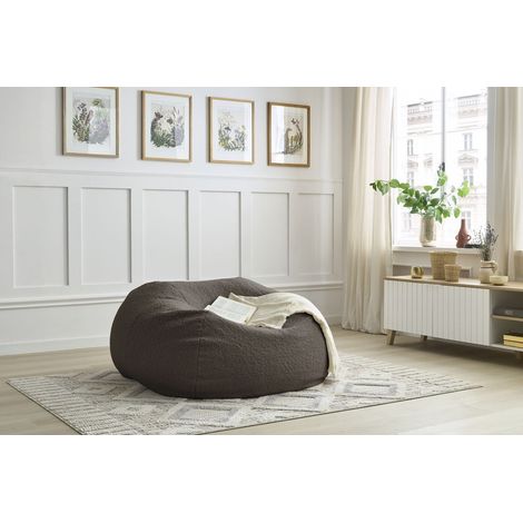 BOBOCHIC - Pouf ultra moelleux MERIBEL tissu bouclette Marron (1/5)