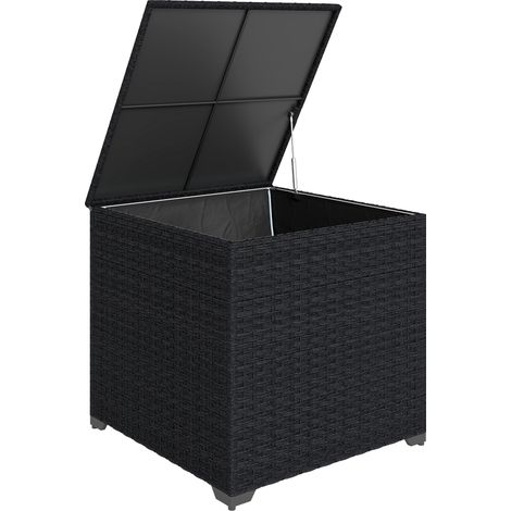 Gartenaufbewahrungsbox aus Kunstharz, 253 l, wasserdicht, mit Reißverschlussfutter, 72 x 72 x 70 cm, schwarz