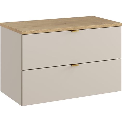Meuble sous-vasque 80cm plan de toilette Azel Cachemire et Bois