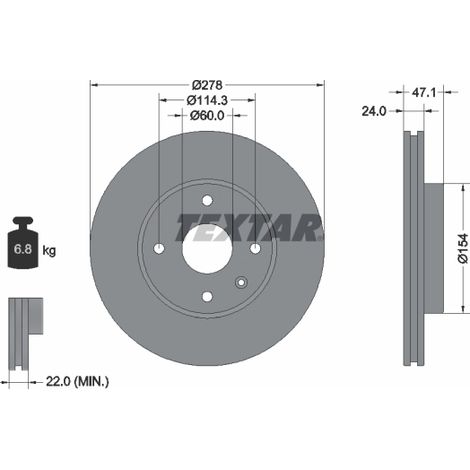 Lot de 2 Disques de frein Textar 92227303 CHEVROLET 5531186Z00 5531186Z00000
