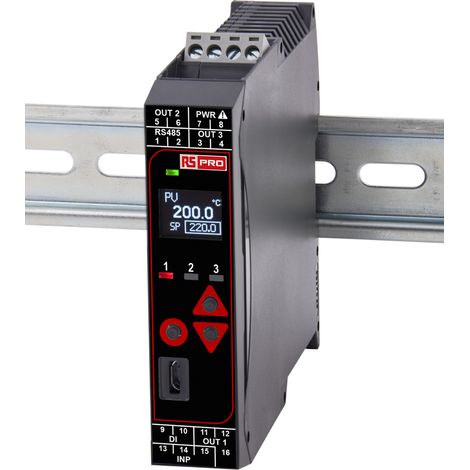 Régulateur de température PID, 100240 V c.a., 2 sorties Relais, Relay-CO, 1 entrée, 22.5 x 110mm ( Prix pour 1 )