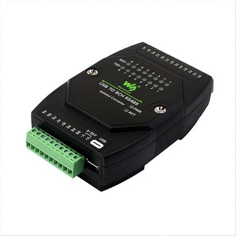 Isolierter UART-USB-zu-RS485-8-Kanal-Konverter für Standard-35-mm-DIN-Schienen- und Stapelmontage (1/5)