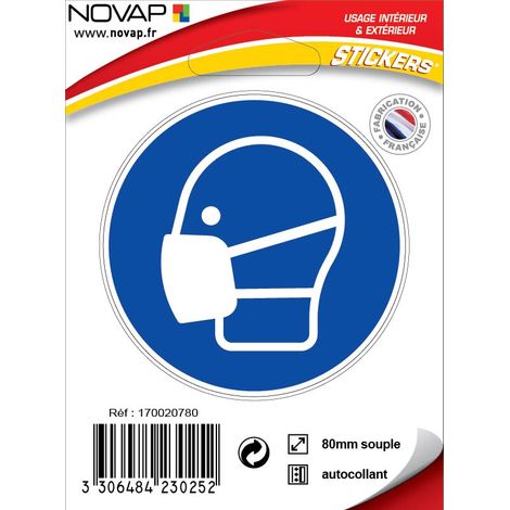 Panneau Port protection temporaire des Voies respiratoires - Vinyle adhésif Ø80mm - 4230252