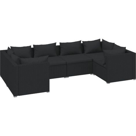 Maison Exclusive - Set Mobili da Giardino 6 pz con Cuscini in Polyrattan Nero