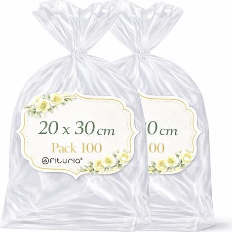 Sachets Cellophane Transparents 20 x 30 cm, Grand Sachet plastique Transparent pour vêtements et coffrets gourmands – Emballage cadeau pour entreprises, 2 Packs (200 Sacs) (1/5)
