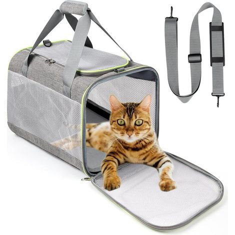 Transporttasche für Katzen und Hunde, atmungsaktive und faltbare Transportbox für Katzen und Hunde mit herausnehmbarem Plüschkissen, für kleine und mittelgroße Haustiere bis 6,5 kg (45 x 30 x 30 cm, G (1/5)