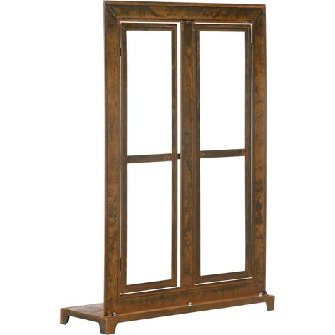 Cadre de fenêtre décoratif pour le jardin, style vintage, 55 cm x 19 cm x 80 cm, métal, marron