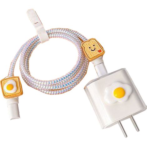 1 jeu de câbles de protection pour chargeur Apple 20 W imprimés Sun Egg (chargeur non inclus)