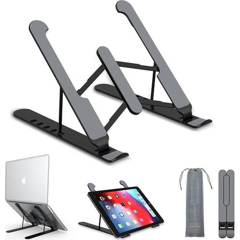 Laptopständer, 6-fach verstellbarer Laptopständer, ergonomisch und leicht, kompatibel mit MacBook, Dell, Lenovo, HP, Laptops und Tablets (Schwarz) (1/5)