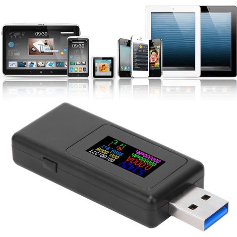 Testeur de chargeur USB, précision à 4 chiffres, mesure du courant, de la tension et de l'autonomie de la batterie, blanc/noir (1/5)