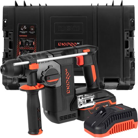 Dnipro‑M Martillo perforador a batería 20V SDS Plus 2.5 Joule. 4800 BPM. Brushless sin escobillas. Incluye 1x batería 4Ah, cargador y caja. DHR-202BC ULTRA