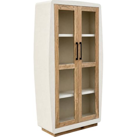 Vitrine en bois effet béton et bois d'acacia Dalva (1/5)