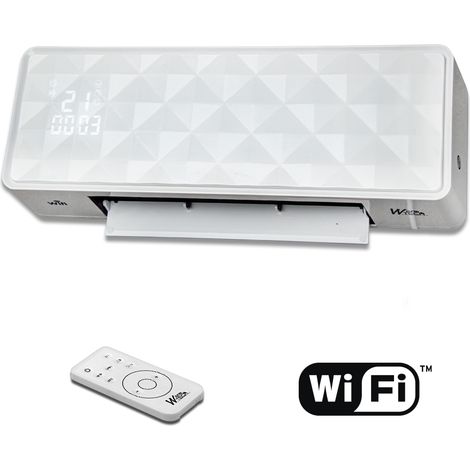Warm Tech – Radiateur soufflant céramique mural 2000W avec télécommande et WiFi – Oscillation pour répartition uniforme – Programmable avec détection fenêtre ouverte (1/5)