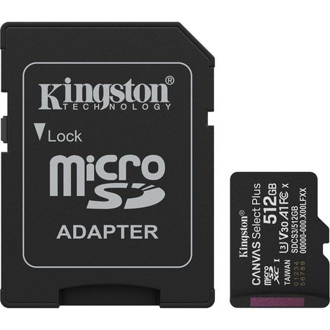 Kingston - kingston technology 512gb microsdxc canvas select plus
