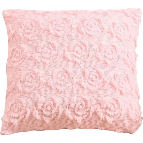 YOCBZ Niedlicher 45x45 cm Rosen-Plüschkissenbezug – Weicher, bestickter Kissenbezug, perfekt für Sofas, Schlafzimmer, Wohnzimmer, Valentinstag (rosa).
