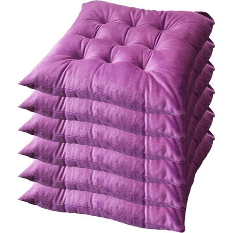 Lot de 6 Coussins de Chaise 40 x 40 x 4.5 cm, Coussin Chaise Exterieur Coussin de Jardin Idéal, Galette Chaise Polyester,Voilet (1/5)