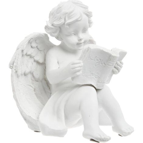 Angelo seduto H.15,5cm in resina - Blanc/livre - Atmosphera créateur d'intérieur