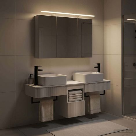 vidaXL Set di Armadi da Bagno 4 pcs Bianco 100 x 14,5 x 70 cm (1/5)