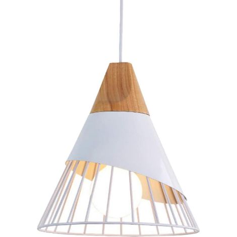 Suspension Plafonnier Vintage en Métal E27 - Lampe Industrielle Suspendue pour Salon,Cuisine,Bureau - Moderne et Pratique (Blanc) (1/5)