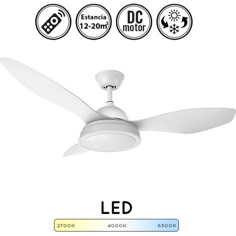 Ventilador de techo con luz silencioso DC con mando Datoo blanco 122 cm invierno-verano color luz regulable (1/4)