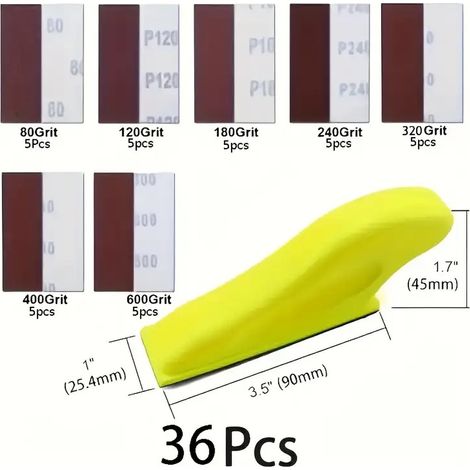 Mini ponceuse de précision, jeu de 36/141/211 outils de ponçage manuel - Blocs de ponçage miniatures pour doigts de 8,89 cm x 2,54 cm - Outils de ponçage compacts pour petits espaces - Adaptée aux gra (1/5)