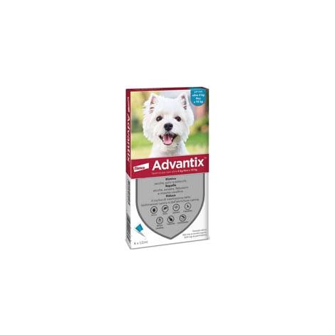 Advantix traitement antiparasitaire pour petits chiens de 4 à 10 kg poids 4 pipettes pack