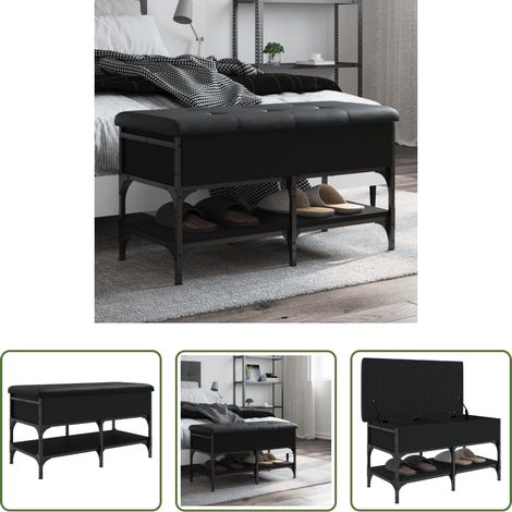 Schuhablage - Schuhbank Schwarz 82x42x45 cm Holzwerkstoff (1/5)