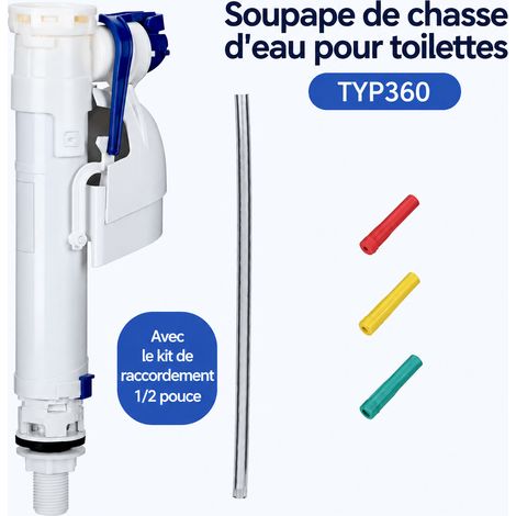 Robinet flotteur WC compatible Geberit 1 / 2 robinet d'arrivée filetage plastique modèle avec trop-plein 42 × 24 × 7 cm 350 g – Livraison gratuite