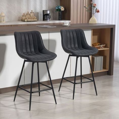 Chaise de Salle à Manger 68 cm Chaise de Cuisine à assise pivotante ensemble de 2 dossier intégré coloris noir (1/5)